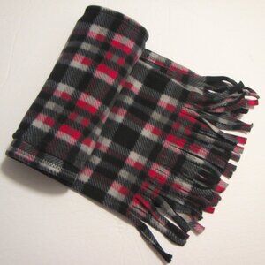 Plaid Pink and Black Fleece Winter Scarf, 67 x 9